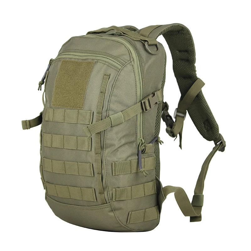 Green tactical backpack on a white background